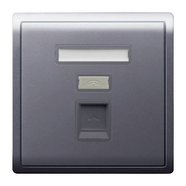 1 Gang Telephone Socket, Keystone on Shuttered Wallplate, Lavendar Silver - 1