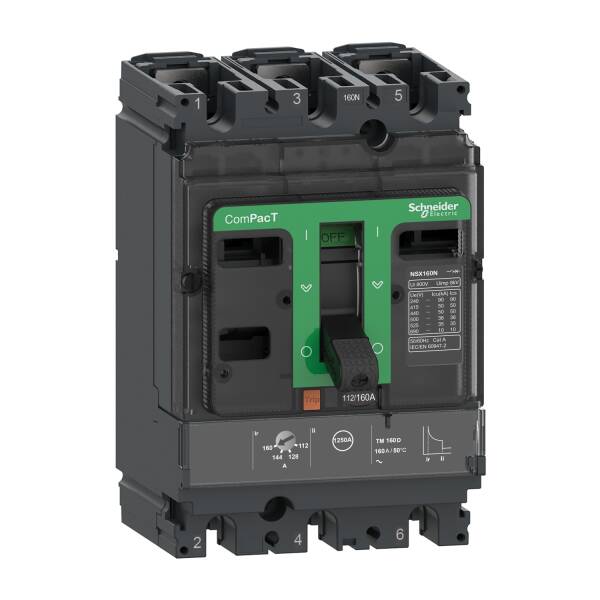 Circuit breaker, ComPacT NSX100N, 50kA/415VAC, 3 poles, TMD trip unit 100A, 50 degrees C - 1