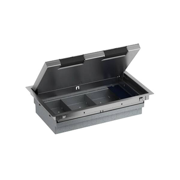 empty floor box - 3 compartments - stainless steel - 70 mm - 1