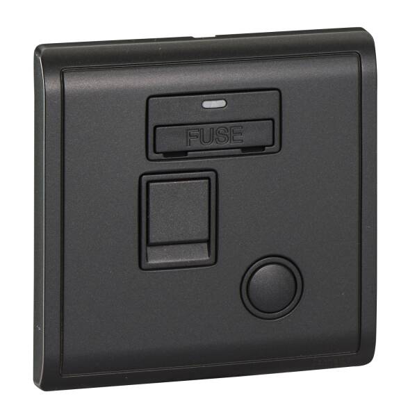 Fused connection unit with DP switch & Neon, Pieno, 13A, Matte black - 1