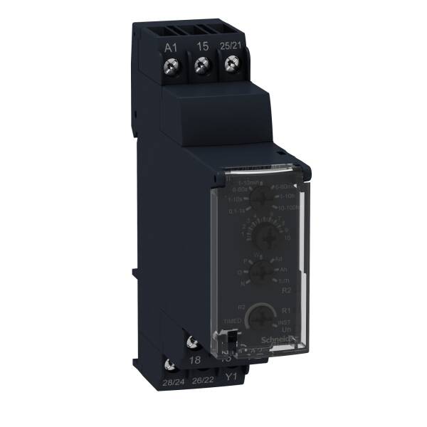 Harmony, Modular timing relay, 8 A, 2 CO, 0.1 s…100 h, multifunction, 24 V DC / 24...240 V AC/DC - 1