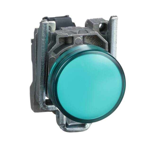 Harmony XB4, Pilot light, metal, green, Ø22, plain lens with integral LED, 24 V AC/DC - 1