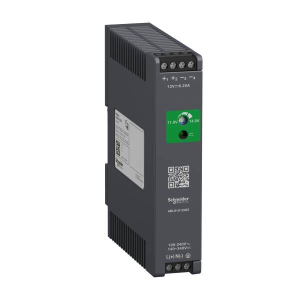 Regulated Power Supply, 100-240V AC, 12V 6.2 A, single phase, Optimized - 1