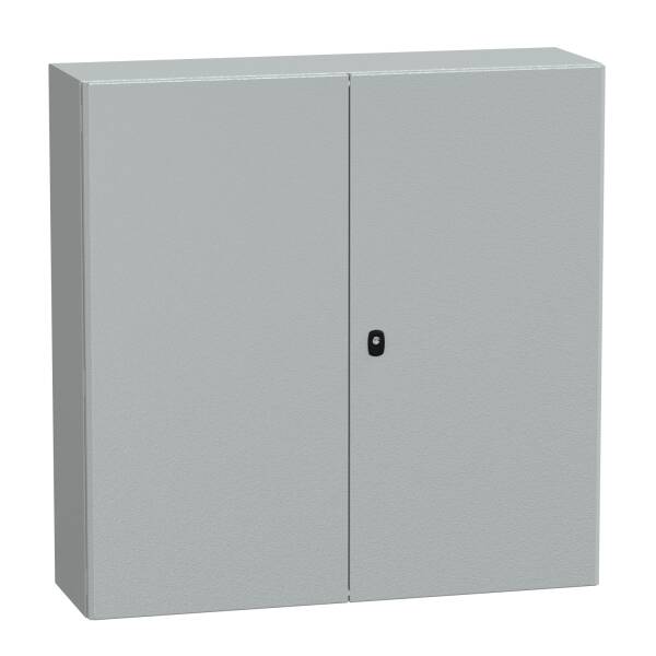 Spacial S3D db plain door w/o mount.plate.H1000xW1000xD300 IP 55 IK 10 RAL7035. - 1