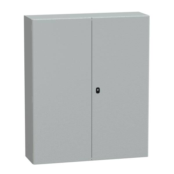 Spacial S3D dble plain door w/o mount.plate. H1200xW1000xD300 IP55 IK10 RAL7035. - 1