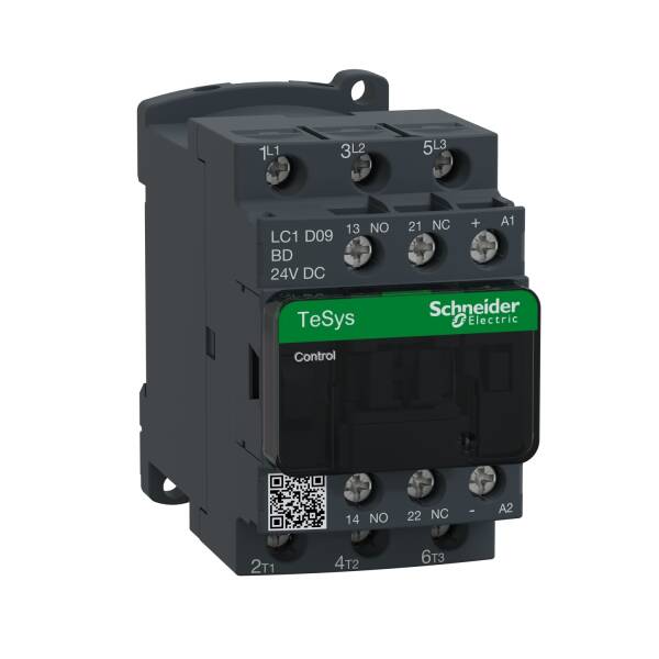 TeSys Deca contactor - 3P(3 NO) - AC-3/AC-3e - <lt/>= 440 V 9 A - 24 V DC coil - 1