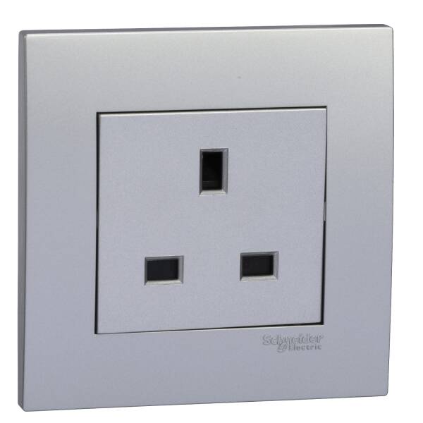 Vivace 13A 250V 1Gang socket, Aluminium silver - 1